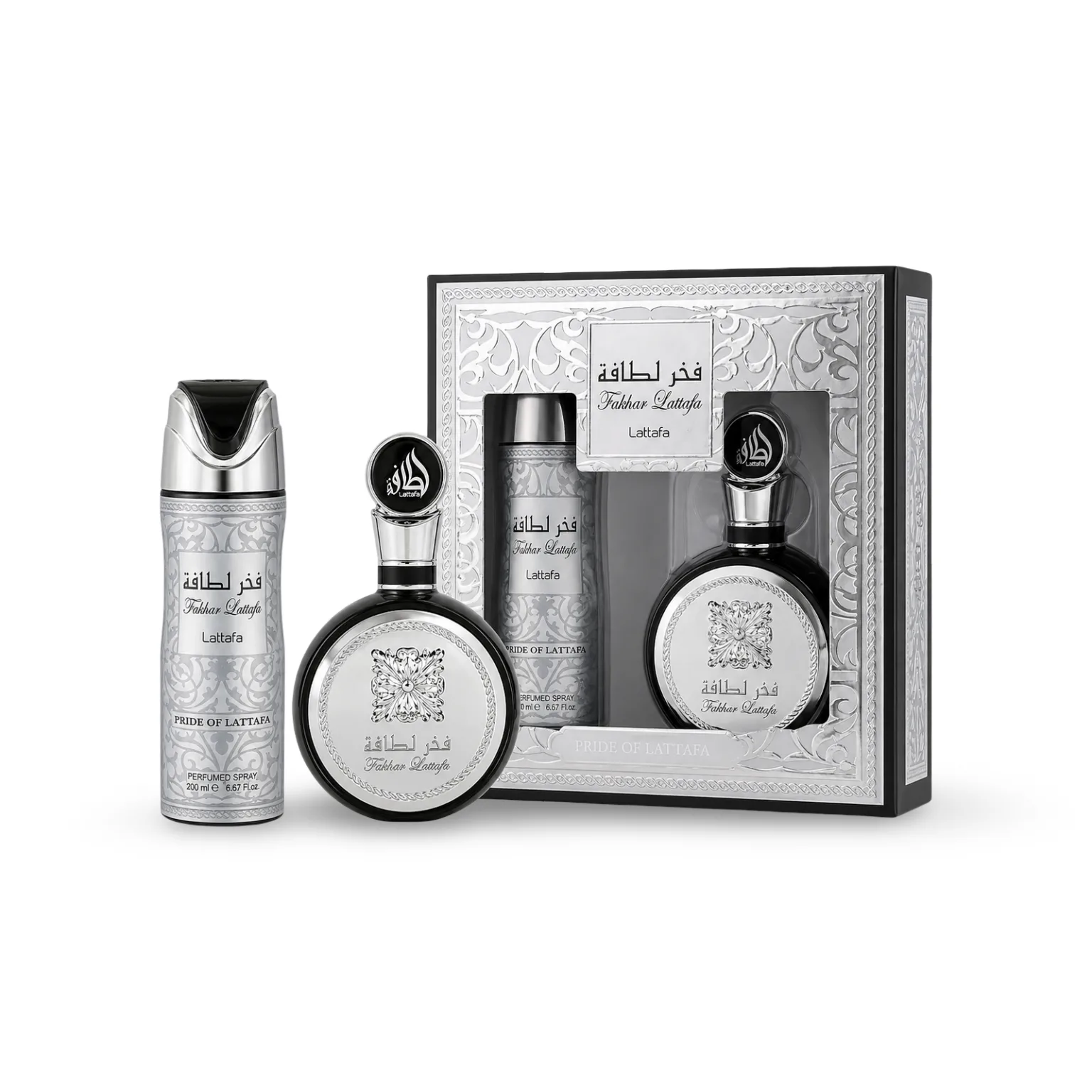 Lattafa Fakhar 2 Piece Gift Set Eau de Parfum Spray 3.4 oz + Deo Spray 6.7 oz (Men)