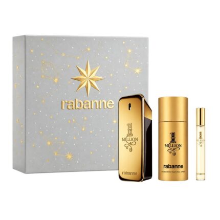Paco Rabanne 1 Million Gift Set 3 Pieces 3.4oz & 10ml Eau de Toilette Spray + 2.5oz Deodorant Stick (Men)