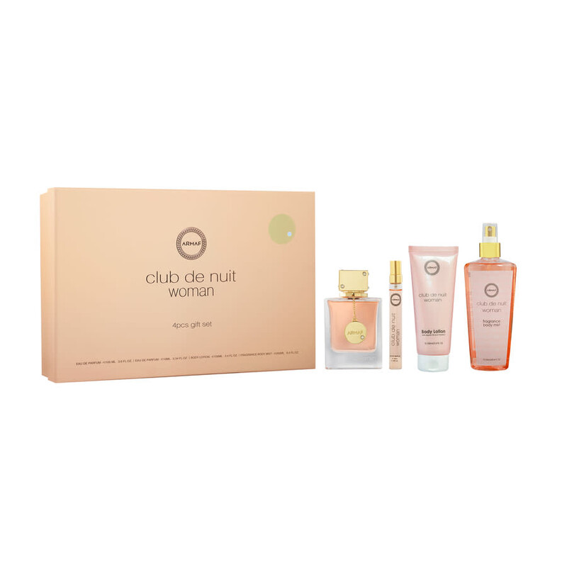 Armaf Club de Nuit 4 Piece Gift Set / 3.6 oz Eau de Parfum Spray + 3.4 oz Body Lotion + 8.4 oz Body Mist + 10 ml Eau de Parfum Spray